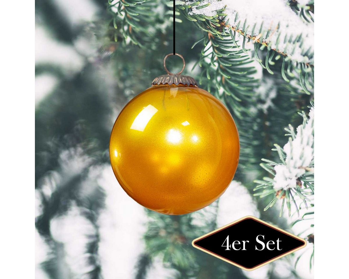 Antikas Weihnachtsfigur Christbaumschmuck aus Glas, Gold, XXL, Christbaum, 4er Set von Antikas