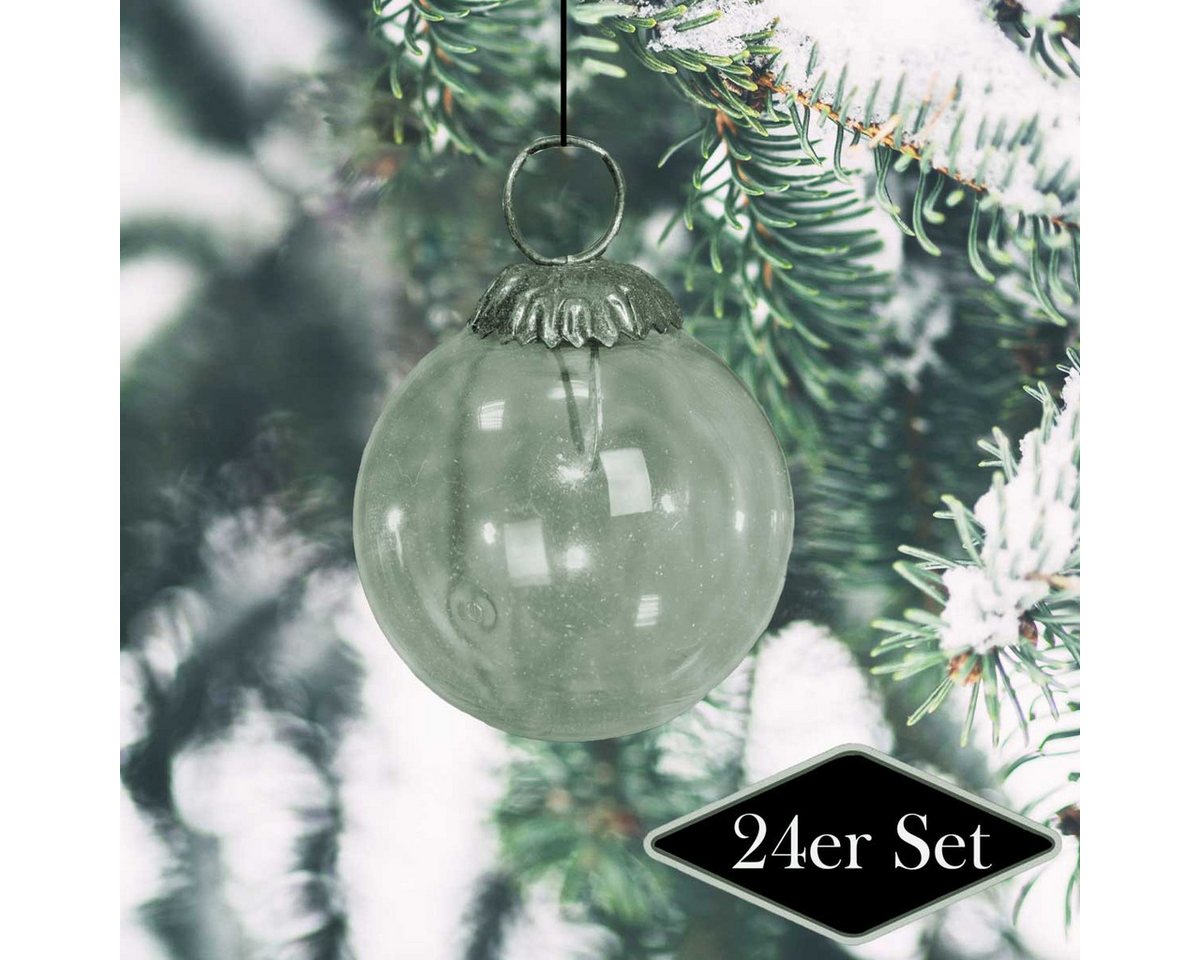 Antikas Weihnachtsfigur Christbaumschmuck aus Glas, transparent, klein, Christbaum, 24er Set von Antikas