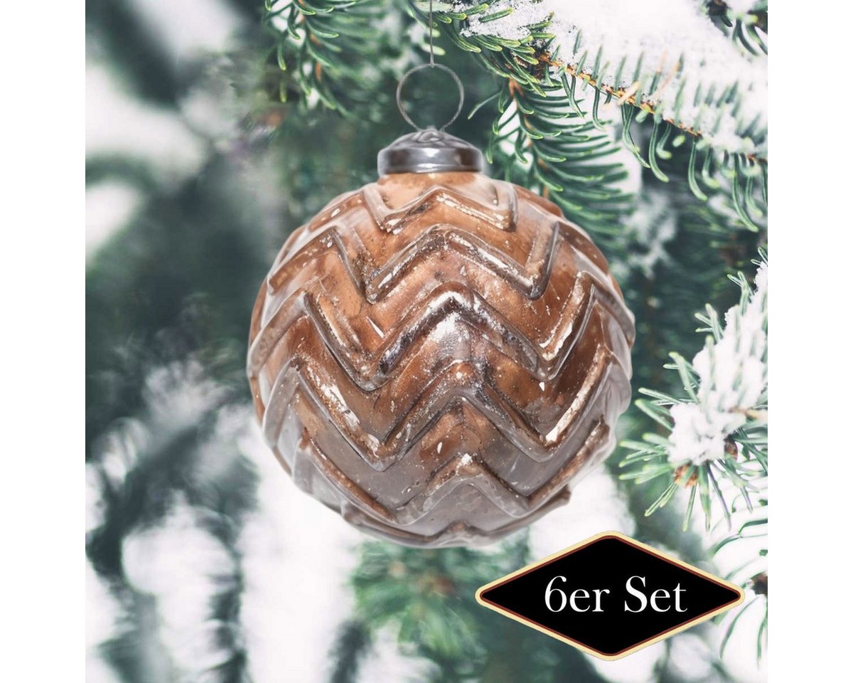 Antikas Weihnachtsfigur Premium Weihnachtskugel, Glas, rund braun glänzend - handgemacht in von Antikas