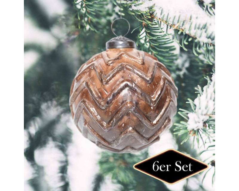 Antikas Weihnachtsfigur Premium Weihnachtskugel, Glas, rund braun glänzend - handgemacht in von Antikas