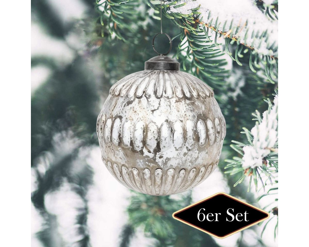 Antikas Weihnachtsfigur Premium Weihnachtskugel Glas, silbern patiniert - handgemacht in von Antikas