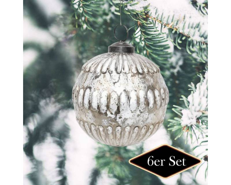 Antikas Weihnachtsfigur Premium Weihnachtskugel Glas, silbern patiniert - handgemacht in von Antikas