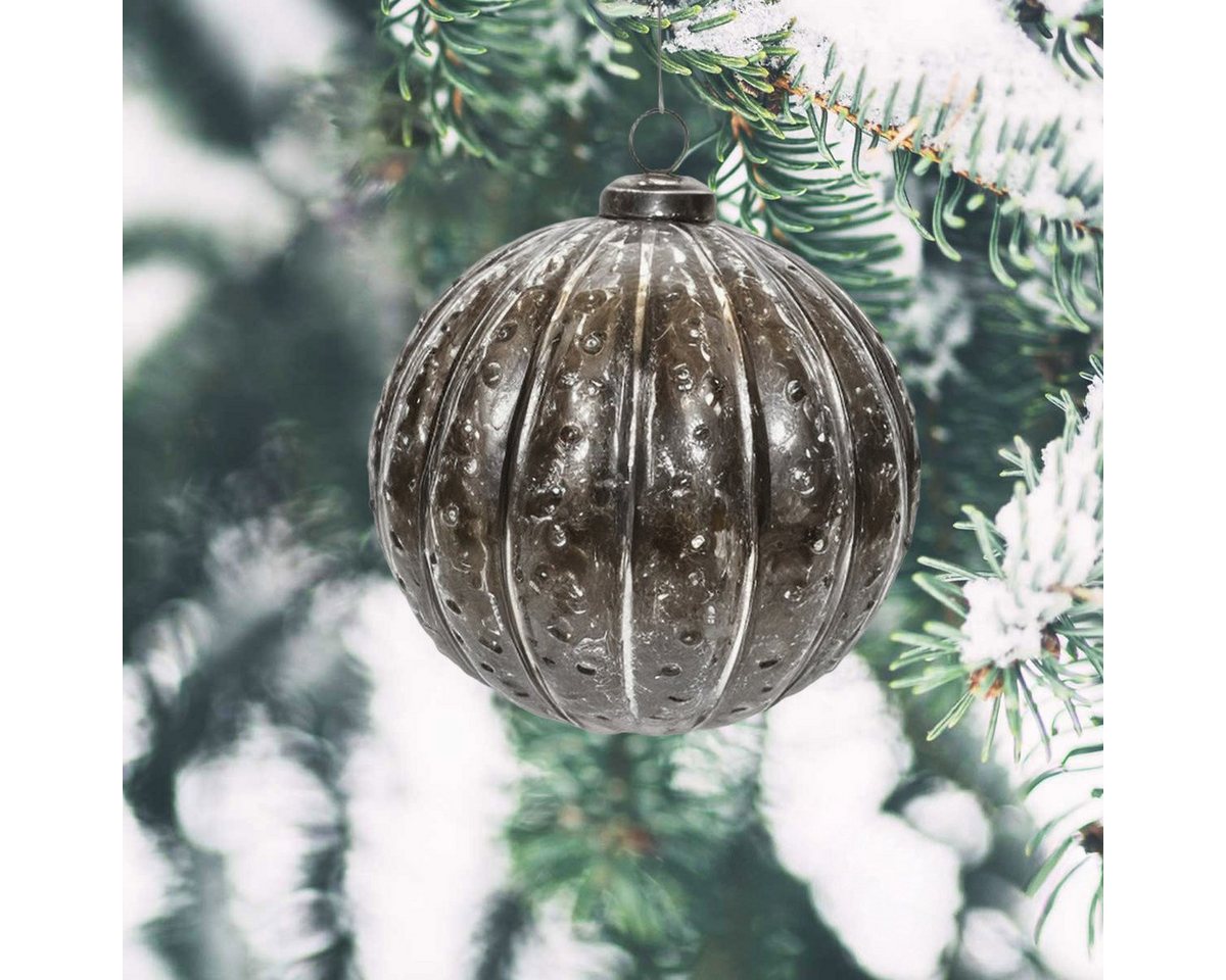 Antikas Weihnachtsfigur Premium Weihnachtskugel Glas, silbern patiniert - handgemacht in von Antikas