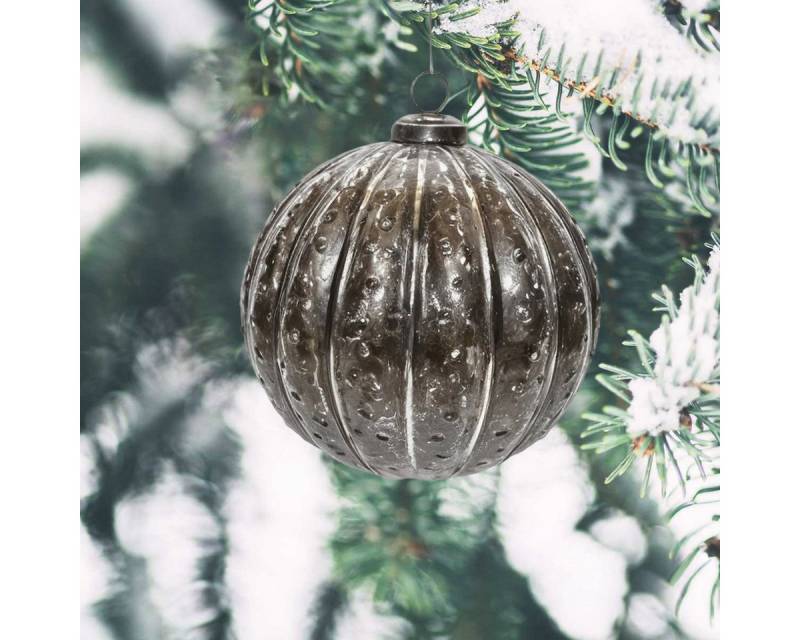 Antikas Weihnachtsfigur Premium Weihnachtskugel Glas, silbern patiniert - handgemacht in von Antikas