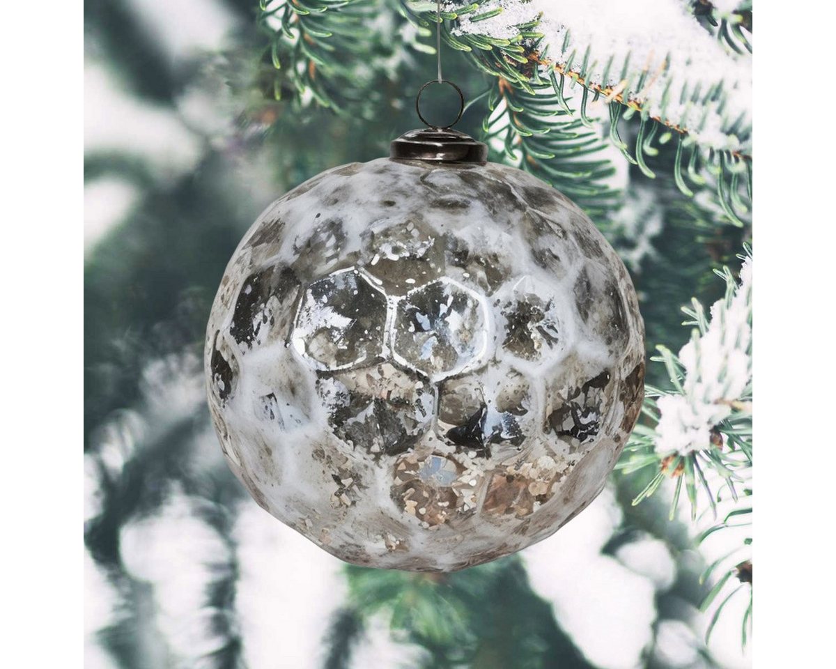 Antikas Weihnachtsfigur Premium Weihnachtskugel Glas, silbern patiniert - handgemacht in von Antikas