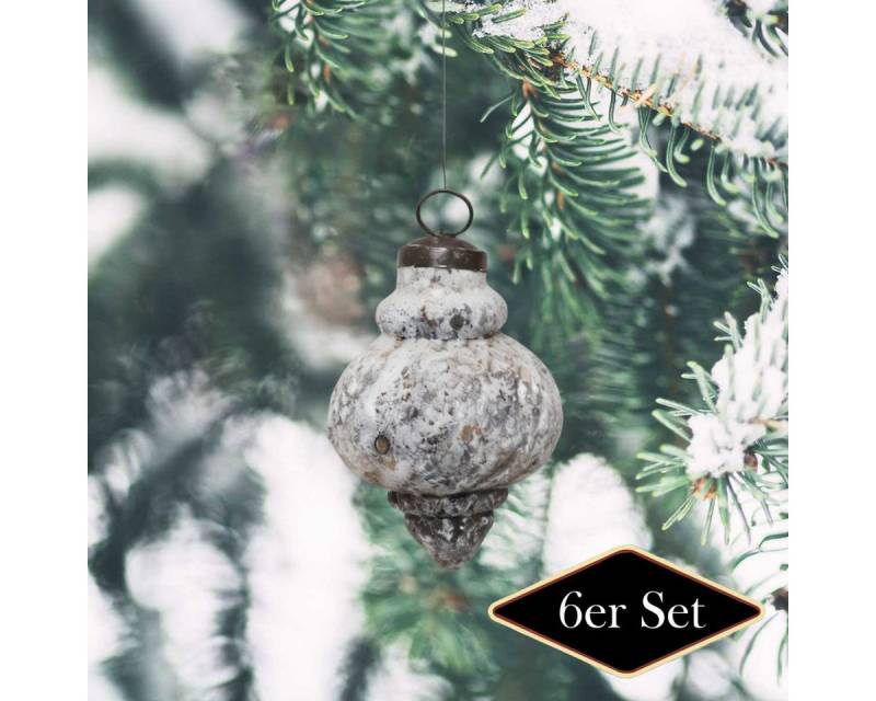 Antikas Weihnachtsfigur Premium-Weihnachtskugel Glas, weiß strukturiert, handgemacht in von Antikas