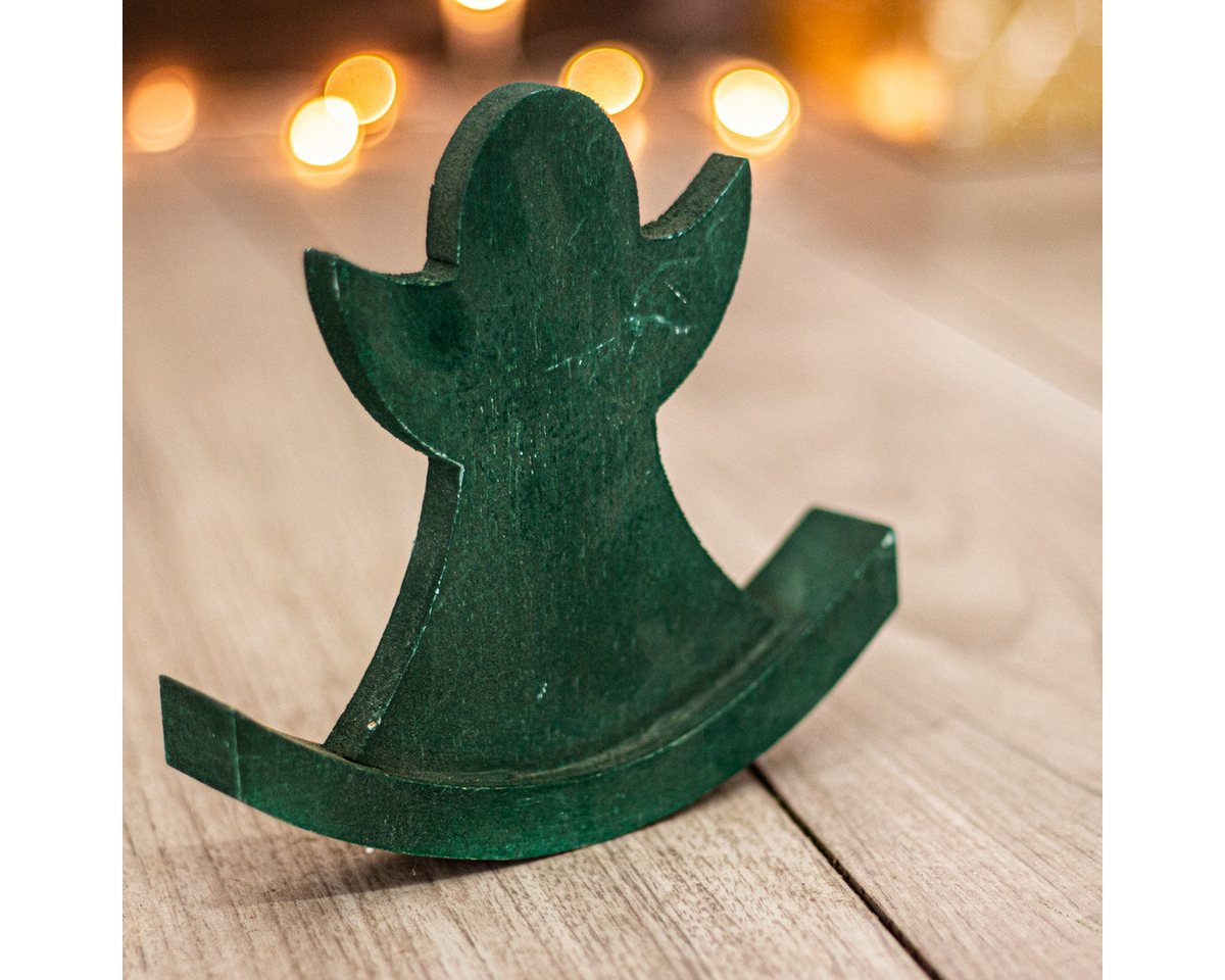 Antikas Weihnachtsfigur Skulptur, Grün, Engel, Holz, Wippe Antikas Weihnachtsfigur Skulptur, Grün, Engel, Holz, Wippe von Antikas