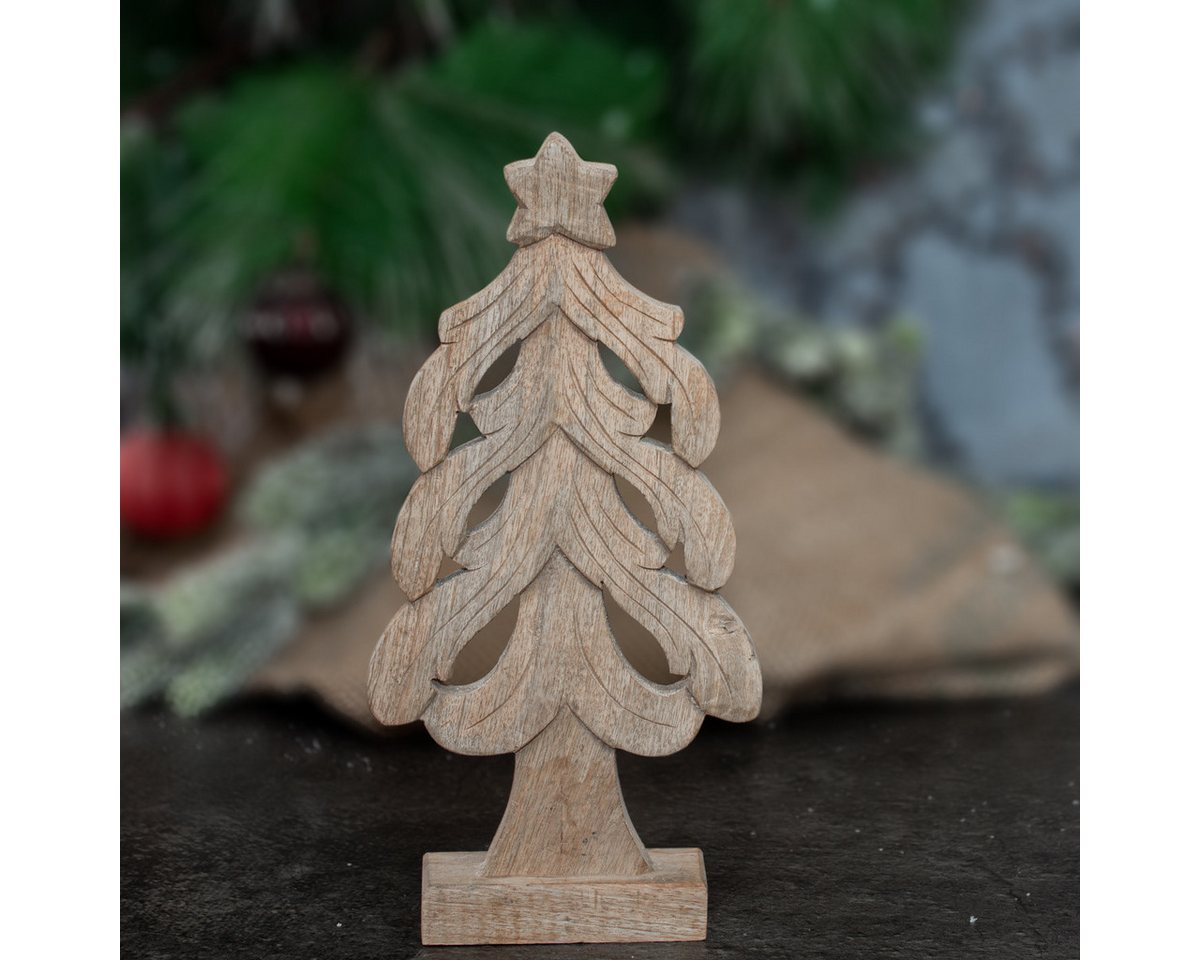 Antikas Weihnachtsfigur Skulptur, Weihnachtsbaum Naturholz, Tischdeko zu Weihnachten von Antikas