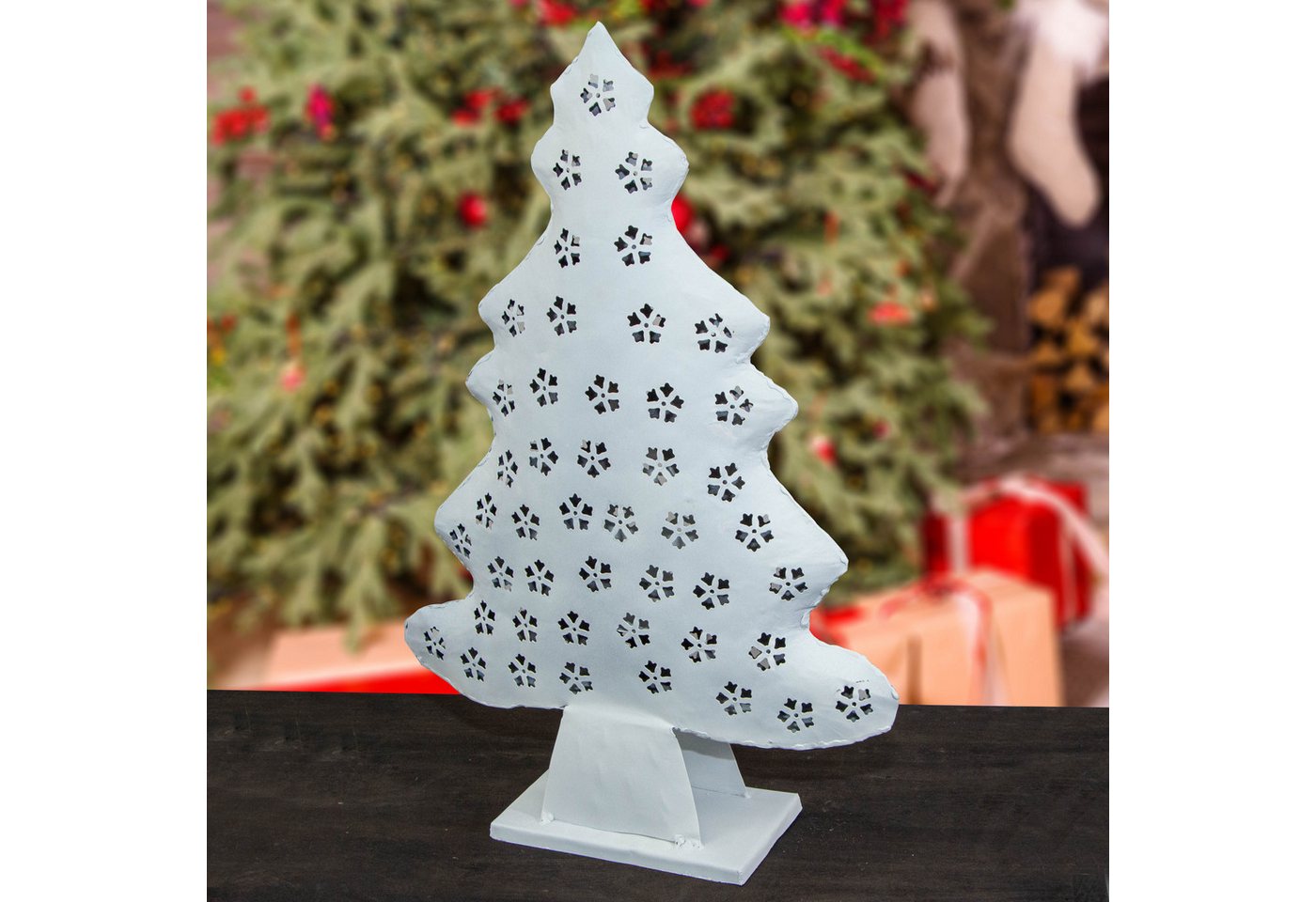 Antikas Weihnachtsfigur Tannenbaum Kerzenhalter, weiß, groß, Weihnachten, Dekoration von Antikas