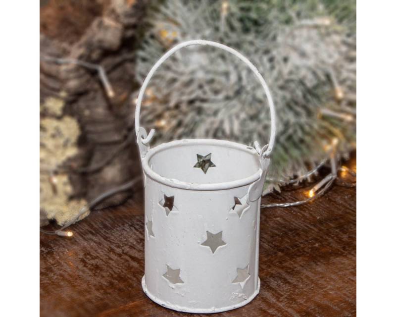Antikas Weihnachtsfigur Teelichthalter, Stern, Henkel, Eisen, weiß, H10,5xB11,0 cm von Antikas
