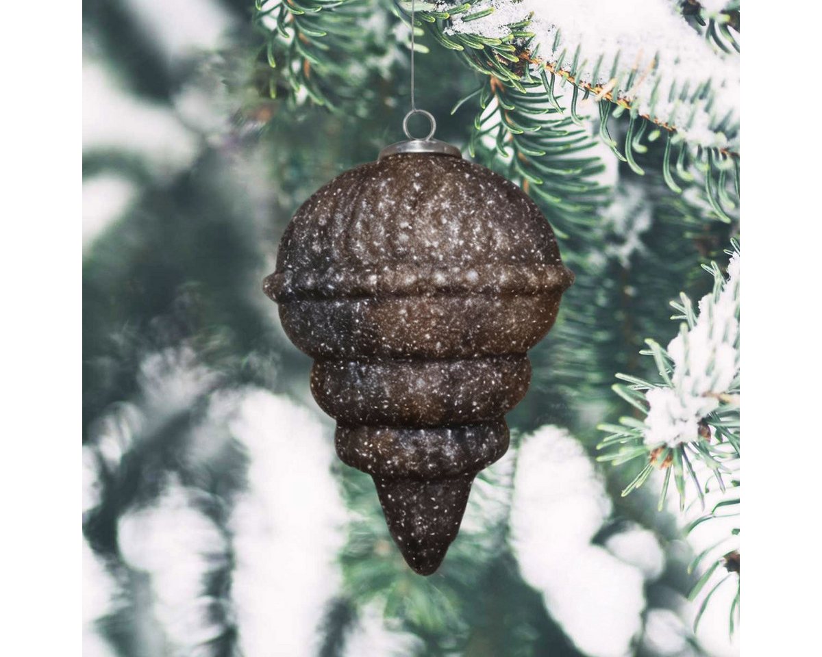 Antikas Weihnachtsfigur Weihnachtskugel Glas, Zapfen silbern glitzernd - handgemacht in von Antikas