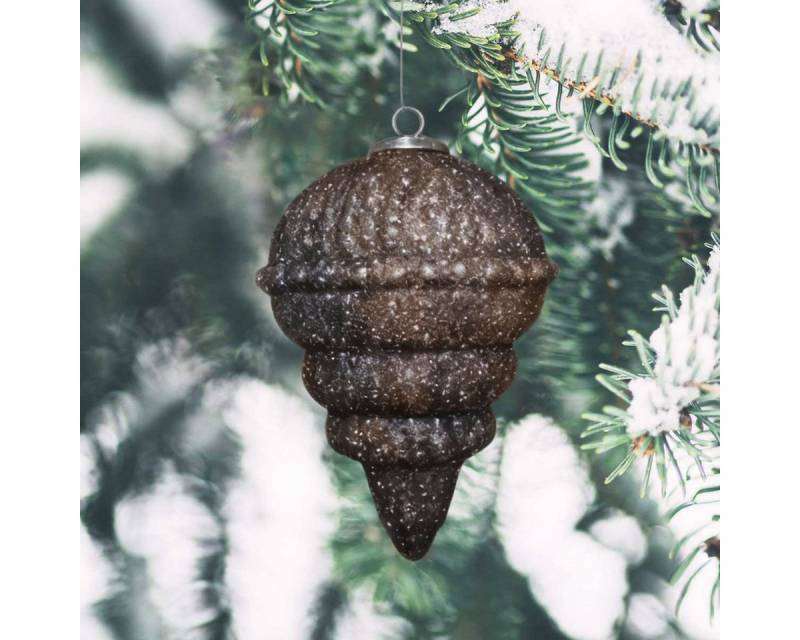 Antikas Weihnachtsfigur Weihnachtskugel Glas, Zapfen silbern glitzernd - handgemacht in von Antikas