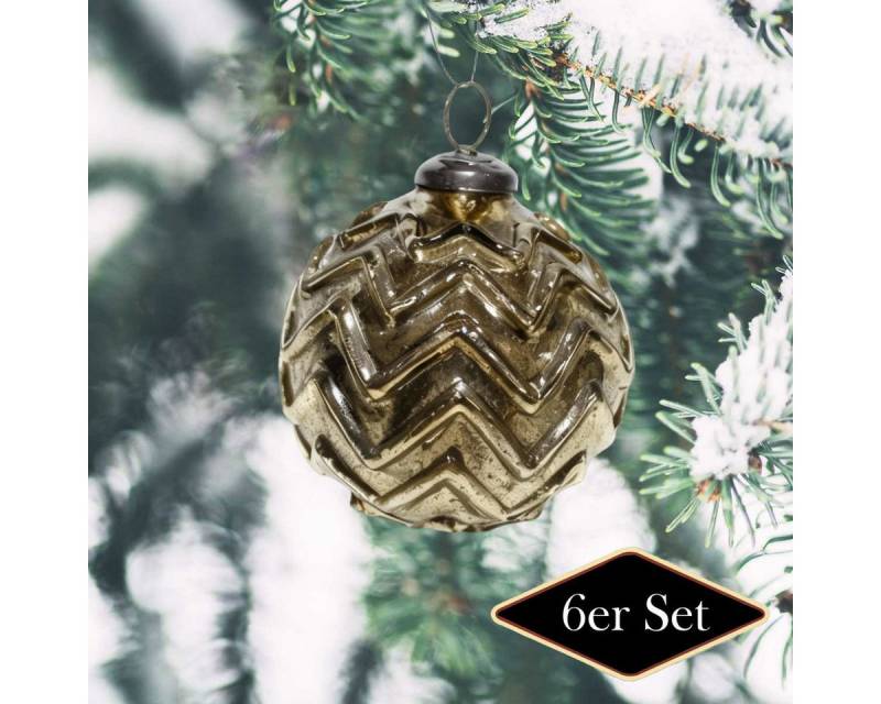 Antikas Weihnachtsfigur Weihnachtskugel Glas, antik-messing, strukturiert - handgemacht in von Antikas