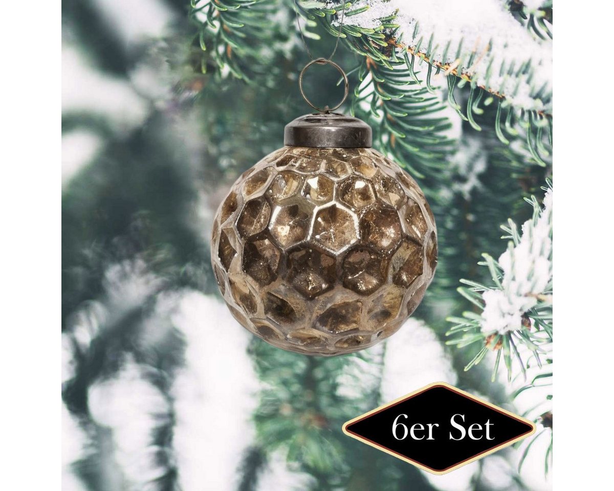 Antikas Weihnachtsfigur Weihnachtskugel Glas, antik-messing Wabenstruktur - handgemacht in von Antikas