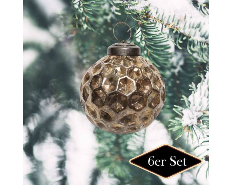 Antikas Weihnachtsfigur Weihnachtskugel Glas, antik-messing Wabenstruktur - handgemacht in von Antikas
