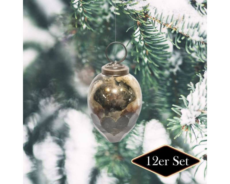 Antikas Weihnachtsfigur Weihnachtskugel Tropfen Glas, golden patiniert – handgemacht in von Antikas