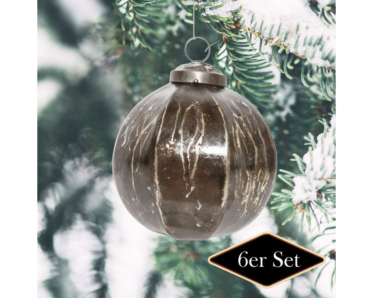 Antikas Weihnachtsfigur Weihnachtskugel silbern patiniert, schweres Glas, handgemacht in von Antikas