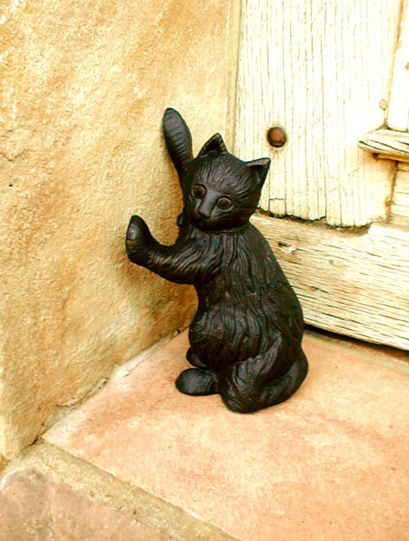 Türstopper schwarze Katze, Skulptur, Türöffner, schwarzer Kater sehr schwer von Antikas