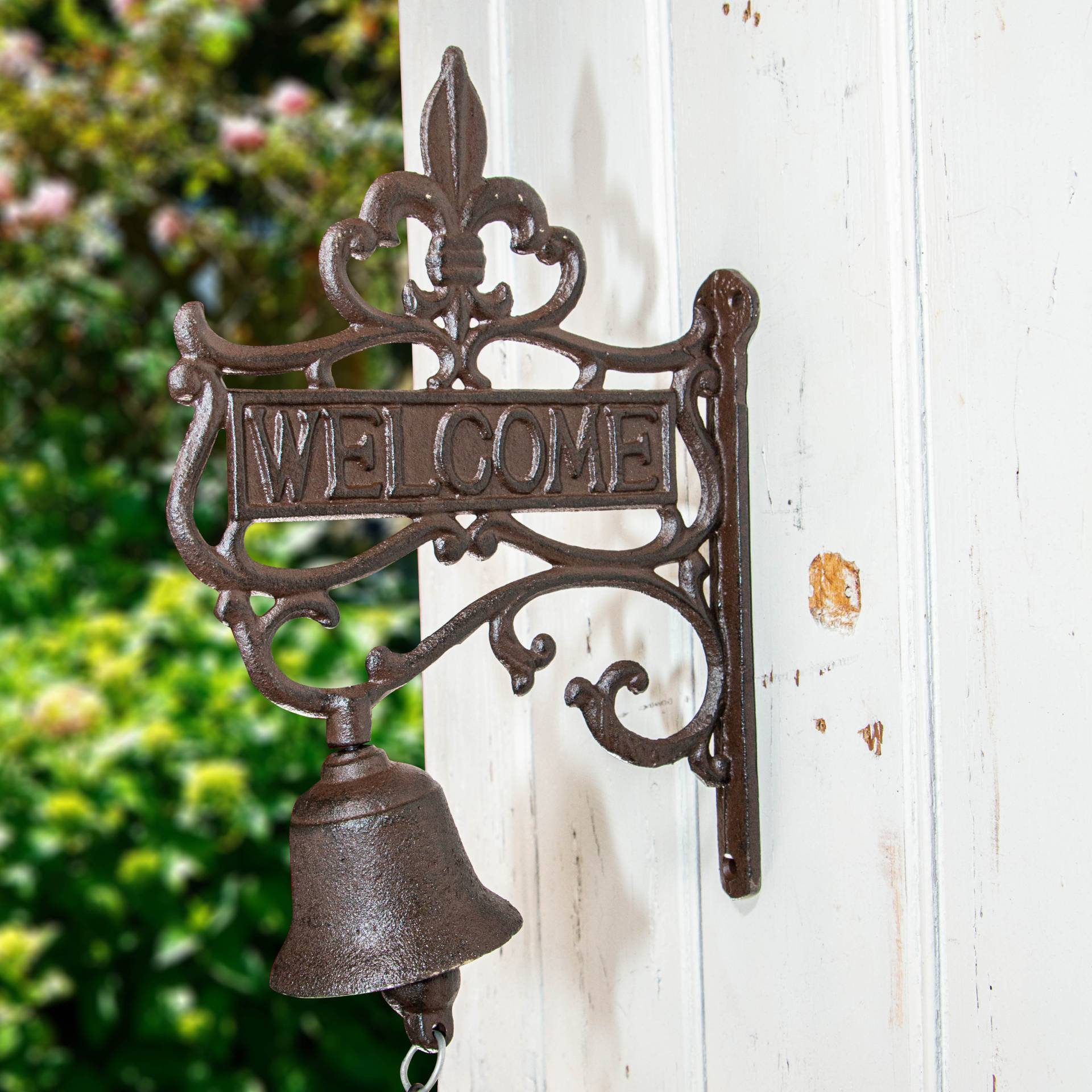 Wandglocke mit Welcome, Gartentor Dekoration, Glocke fürs Gartenhaus Türglocke von Antikas