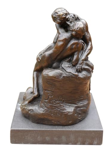 Antike Fundgrube Bronze Figur Der Kuss nach Rodin auf edlem Marmorsockel | Skulptur Statue | H: 14 cm (551) von Antike Fundgrube