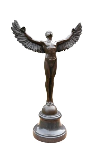 Antike Fundgrube Bronze Figur Engel Ikarus auf edlem Marmorsockel | Skulptur Statue Dekoration | H: 42 cm (2024) von Antike Fundgrube