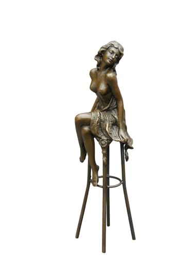 Antike Fundgrube Bronze Figur Skulptur Einer Frau auf einem Barstuhl sitzend (5659) von Antike Fundgrube