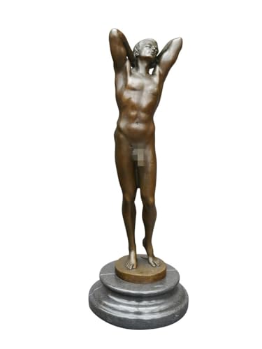 Antike Fundgrube Bronze Figur erotischer Männerakt auf edlem Marmorsockel | Skulptur Deko | H: 31 cm (5642) von Antike Fundgrube