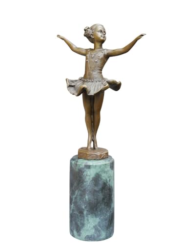 Antike Fundgrube Bronze Figur kleine Ballerina auf Marmorsockel | Tänzerin Mädchen Skulptur | H: 32 cm | (5657) von Antike Fundgrube