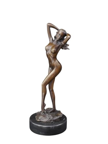Antike Fundgrube Erotische Bronze Figur Frauenakt auf edlem Marmorsockel | Skulptur Statue Dekoration | H: 30 cm (3804) von Antike Fundgrube