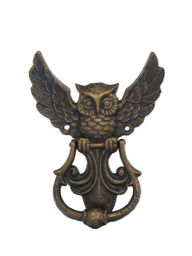Nostalgischer Türklopfer Eule aus Gusseisen in Bronze-Optik |Türklingel Türglocke Türschelle | Antik Stil | 15,5x19x3 cm (9332) von Antike Fundgrube