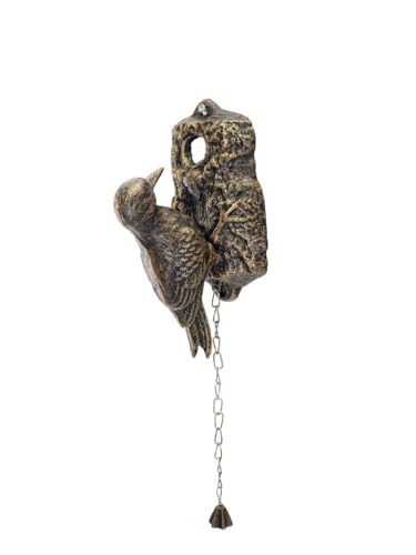 Türklopfer Specht aus Gusseisen in braun Antik Stil | Türklingel Türglocke | H: 19 cm (2122) von Antike Fundgrube