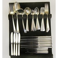 Art Deco Sterling Silber Besteck Für 8 Von Towle Craftsman Insgesamt 57 Stück von Antike