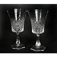 Diamantschliff Kristallwasser Kelche Von Gorham Kristall in Der Nähe Mint Zustand Satz 2 7 1/4 "' T 8 Unzen von Antike