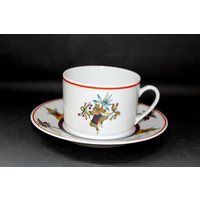 Royal Limoges Flache Tasse Und Untertasse Chinoiserie Handbemalt Dekor Mecong in Der Nähe Von Mint von Antike
