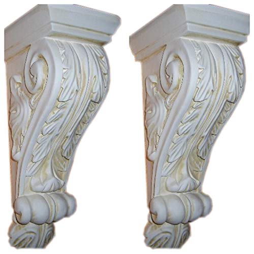 Antikes Wohndesign 2 x Wandkonsole Wandkonsolen Wandablage Weiß-Matt-Antikfinish von Antikes Wohndesign