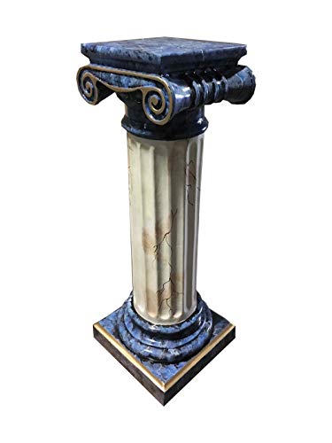 Antikes Wohndesign Griechische Blumensäule Blumenständer Marmorsäule Säule Standsäule Marmor Blau Gold von Antikes Wohndesign