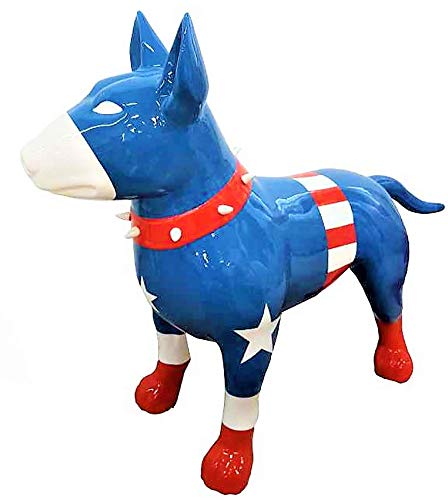 Antikes Wohndesign Lebensgroßer Bullterrier Pittbull Terrier Bully Höhe: 83cm Lack Design Modern Art Captain America Edition von Antikes Wohndesign