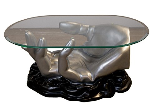 Antikes Wohndesign Ovaler Couchtisch Wohnzimmertisch Glastisch Modell Hand Silber Schwarz Antikes Wohndesign Ovaler Couchtisch Wohnzimmertisch Glastisch Modell Hand Silber Schwarz von Antikes Wohndesign