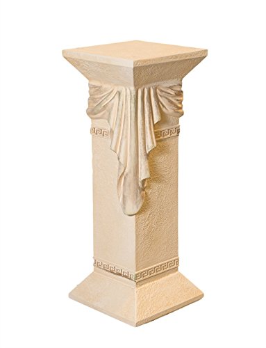 Antikes-Wohndesign Säule-Standsäule-Blumensäule-Dekosäule-Steinsäule mit Tuch und Mäandermuster weiss-matt-antikfinish von Antikes-Wohndesign
