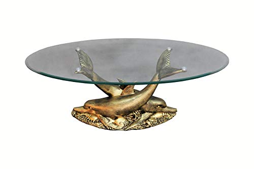 Ovalr Glastisch Wohnzimmertisch Tisch Couchtisch Delfinen Tisch Delphinentisch von Antikes Wohndesign
