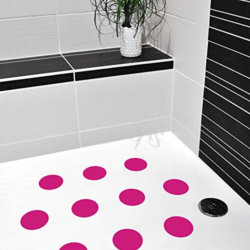 10 STK. Anti-Rutsch Sticker für Duschen & Badewannen, farbig, Rutschklasse C DIN 51097, selbstklebend (pink) von AnTina TAPES