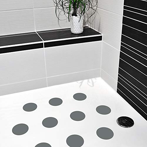 10 STK. Anti-Rutsch Sticker für Duschen & Badewannen, farbig, Rutschklasse C DIN 51097, selbstklebend (grau) von AnTina TAPES