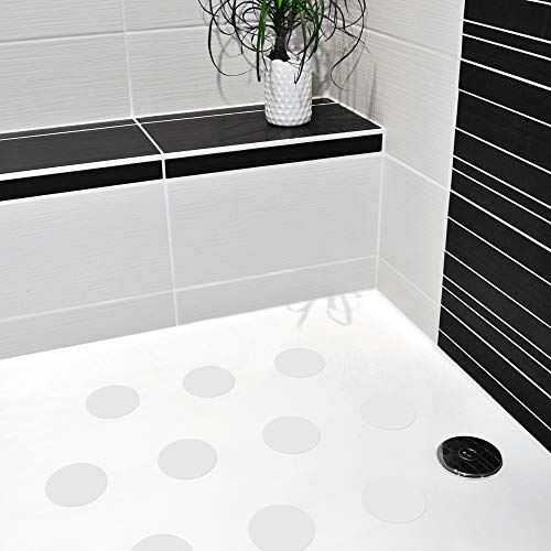 AnTina TAPES® weiße Anti-Rutsch-Aufkleber als Pads für Dusche & Badewanne, Sticker Zertifiziert rutschhemmend & selbstklebend, als Badematte Duschmatte (10 Stück, 9 cm (ø), Weiss) von AnTina TAPES