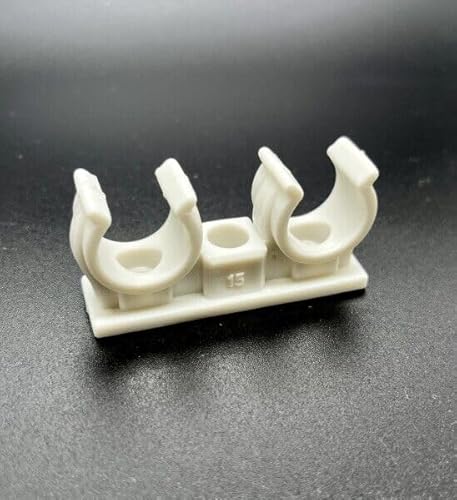 10x Rohrclips Zweifach Rohrhalter Doppelt Weiß Rohrbefestigung (Rohrbefestigung, 15 mm) von Antip-Tools