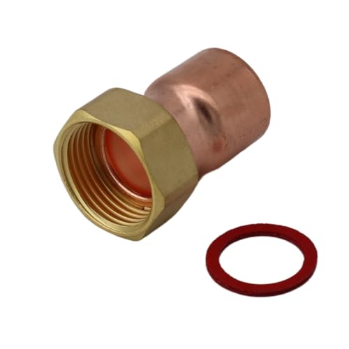 Lötfitting Hahnanschluss gerade, Löt-Fitting aus Kupfer, Halbe Verschraubung Hahnanschluss mit Überwurfmutter, Kupferfitting (22 X 1/2") von Antip-Tools