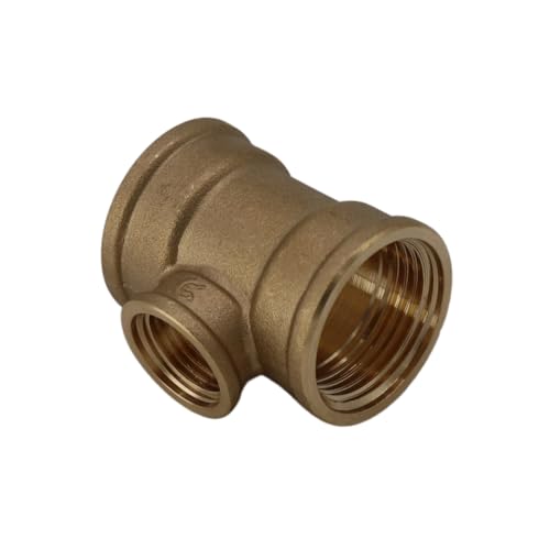 Messing T-Stück, T-Stück IG x IG reduziert x IG, Innengewinde Messing Fitting, Trinkwasser geeignet Gewindefitting (1" x 1/2" x 1") von Antip-Tools