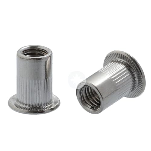 Nietmuttern gerillt mit Flachkopf M6 x 14.5 mm - 20 Stück. Blindnietmuttern Stahl verzinkt von Antip-Tools