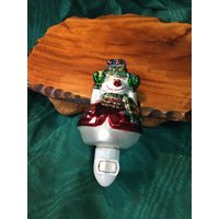 Vintage Glänzend Opalisierend Schneemann Nachtlicht Licht Urlaub Decour Bad von AntiqueEnterprize