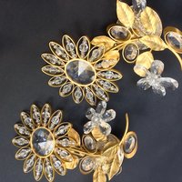 Kristall Blumen Paar Exklusiv Von Faustig Wandleuchten Wandlampen Vergoldet Blätter Mid Century Messing Sonnenblume Hollywood Regency Florentiner von AntiqueHarmony