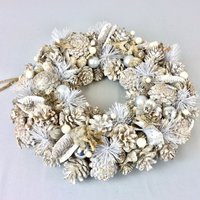 Weihnachten Neujahr Kranz Weiß Schnee Silber Natürliche Handgemachte Dekoration Trockenblumen Zapfen Urlaub Winter von AntiqueHarmony